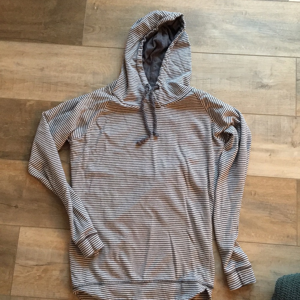 Grey and white stripped hoodie